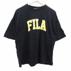 フィラ FILA Tシャツ カットソー クルーネック ロゴプリント 半袖 M 黒 ブラック /YK