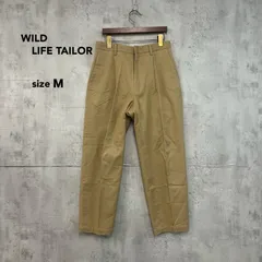 WILD LIFE TAILOR ワイルドライフテーラー ベージュ チノパン トラウザーズ ワークパンツ 日本製 コットン 100%, スラックス テーパード タック入り センタープレス アダムエロペ JUN ボトムス  Mサイズ ★ ■■
