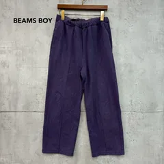BEAMS BOY ビームスボーイ パープル スウェット パンツ イージー ワイド センターライン ピンタック ウエストゴム ドローコード ストレート クロップド 13-24-0289-101 ★ ■■