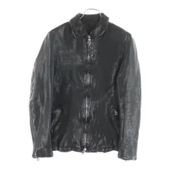ISAMU KATAYAMA BACKLASH (イサムカタヤマバックラッシュ) カウレザー ジップアップシングルジャケット レオパードライナー ブラックのサムネイル