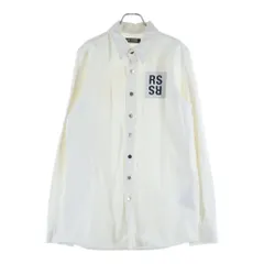 RAF SIMONS (ラフシモンズ) 21SS Slim Fit Denim Shirt スリムフィットデニムシャツ RSロゴ レザーパッチボタンダウン長袖シャツ 211-M240 ホワイトのサムネイル