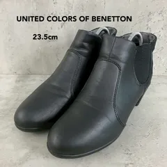 UNITED COLORS OF BENETTON ユナイテッドカラーズオブベネトン ショートブーツ サイドゴア アンクルブーツ ポインテッドトゥ チャンキーヒール 太ヒール スエード 23.5cm ブラック ★ ◆■のサムネイル