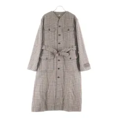 GUCCI (グッチ) ウール チェック柄 ノーカラーロングコート ブラウン 694274のサムネイル