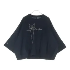 Rick Owens (リックオウエンス) ×Champion TOMMY T CROPPED チャンピオン ロゴ刺繍 トミー クロップド半袖Tシャツ ブラック CM01D9404-CHJER