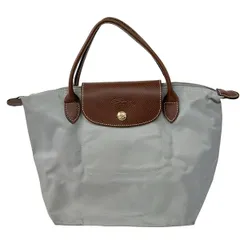 LONGCHAMP(ロンシャン) ハンドバッグ ル・プリアージュオリジナル ライトグレー×ダークブラウン 折りたたみ
