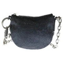 BURBERRY (バーバリー) ラインストーン装飾 レザーショルダーバッグ ブラック