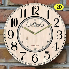 ヴィンテージヨーロピアンスタイル 大型ラウンド壁掛時計 30.48cm 1個 静音無音 人工木製文字盤＆フレーム、ミニマリストデザイン オフィス・寝室・キッチン・バスルーム用デコレーション、読みやすい文字盤（電池シールフック付）2Dフラット☆感謝祭30％OFF