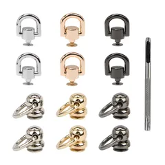 【在庫処分】(3色+穴あけポンチ) レザークラフト用 ジャケット装飾物 ハンドバッグ 帽子 靴 ブーツ レザーブレスレット 財布ボールスタッド ネジ入り スタッド 回転式 金具 12個セット リベット ドロップハンドル