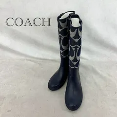 COACH シグネチャー デニム レイン ブーツ F2460 D07 長靴 7M ネイビー 約24cm レディース 靴 _201068のサムネイル