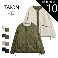 種類10：OLIVE/L タイオン ミリタリー リバーシブル クルーネック ダウンジャケット TAION-R104BML-1 メンズ レディース ユニセックス 黒/ブラック/ベージュ/オリーブ M/L/XL ボアジャケット フリース 軽量 暖かい アウター 防