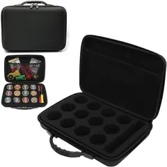 GRHONC ベイブレード用 ケース 12個収納x衝撃吸収 ギアケース 収納ケース 持ち運び 整理 EVA ハードケース 持ち手付き (ブラック,  12穴)