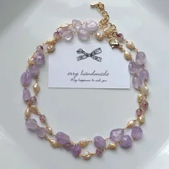アメジスト×ストロベリー×淡水パールネックレス