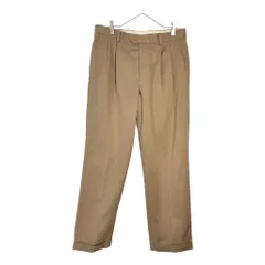 90年代 RALPH LAUREN ラルフローレン 2タック スラックスパンツ ベージュ(メンズ W34 L31)中古 古着 X5465のサムネイル