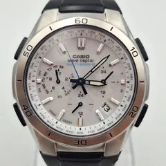 CASIO ウェーブセプター WAVE CEPTOR WVQ-M410 電波ソーラー タフソーラー 白文字盤 クロノグラフ デイト 腕時計 時計 【11606】