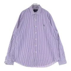 POLO RALPH LAUREN (ポロラルフローレン) ロゴ刺繍 ストライプ コットン長袖シャツ パープル