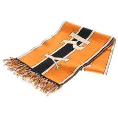 BURBERRY (バーバリー) カシミヤニット フリンジ フットボールマフラー オレンジ/ブラックのサムネイル