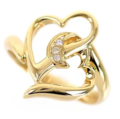 指輪 レディース 18金 ハート 12号 ダイヤ 0.02ct 3.4g ハートモチーフ ファッションリング K18YG イエローゴールド ジュエリー アクトワン【中古】