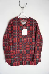 美品24AW Engineered Garments Workaday エンジニアド ガーメンツ ワーカデイ エンジニア ジャケット Old Plaid Jacquard S 赤1350Q♪のサムネイル