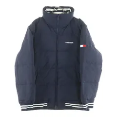 TOMMY HILFIGER (トミーヒルフィガー) 胸ロゴ刺繍 ジップアップ ダウンジャケット ネイビー 78J4151
