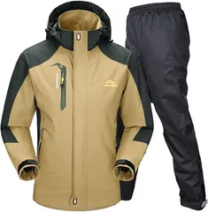 BENQUE(ベンケ) アウトドア ジャケット レインスーツ 上下セット 登山服 雨具 カッパ レインコート レインウェア (2.ブラウン (防水レインパンツ),  L)