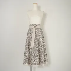 Mystrada マイストラーダ カットワーク リネン スカート ロング フ刺繍 ラワー 花 ベルト 生成り ナチュラル