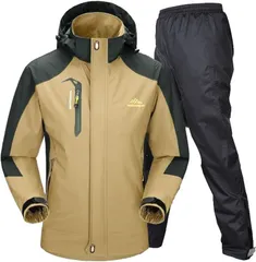 BENQUE(ベンケ) アウトドア ジャケット レインスーツ 上下セット 登山服 雨具 カッパ レインコート レインウェア (2.ブラウン (防水レインパンツ),  M)