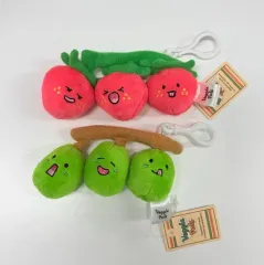 (まとめ売り) フルーツ実 ぬいぐるみ キーホルダー セット (いちご キウイ)