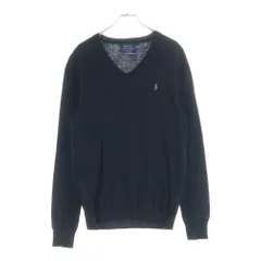 POLO RALPH LAUREN (ポロラルフローレン) COTTON KNIT V NECK 胸ロゴ刺繍 コットン ニット Vネック カーディガン ブラック