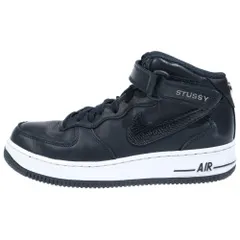 NIKE (ナイキ) ×STUSSY Air Force 1 Mid DJ7840-001 ステューシー エアフォース ミッドカットスニーカー ブラック/ホワイト