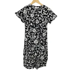 mila schon(ミラショーン) ワンピース サイズM レディース美品  - 黒×白 半袖/ロング/花柄/ドット柄