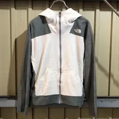 2254 THE NORTH FACE ジップアップフリースパーカー ホワイト グレー S 相当 ザ・ノースフェイス フルジップ フリースジャケット ワンポイント 刺繍ロゴ 古着卸 アメリカ仕入