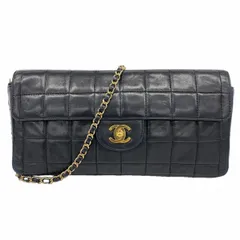 【6bd5527-k】シャネル ショルダーバッグ チョコバー ラムスキン ブラック シャンパンゴールド金具【中古】レディース