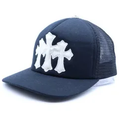 CHROME HEARTS (クロムハーツ) TRUCKER CAP トラッカーキャップ 3セメタリーハラコレザーパッチメッシュキャップ帽子 ホワイト/ブラック