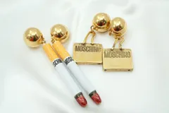 モスキーノ イヤリング 2点セット たばこ バッグモチーフ 大ぶり スイング アクセサリー 金 ゴールド MOSCHINO 5805j