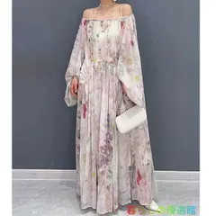 ワンピース Aライン 長袖 レディース 結婚式 お呼ばれ マキシワンピース フォーマル ワンピ リゾートワンピ リゾートワンピース 花柄 プリント オフショルダー2way ホワイト 8lf0316