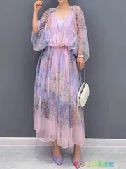 ワンピース レディース マキシワンピース ロングワンピース 長袖 シースルー オールシーズン ゆったり 旅行  おしゃれ 通勤 きれいめ 体型カバー お呼ばれ 二次会 結婚式 04lf0316