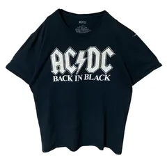 L バンド バンT AC/DC ロック ビッグプリント ブラック 黒 Tシャツ レディース ユニセックス メンズ 古着 半袖 CHM