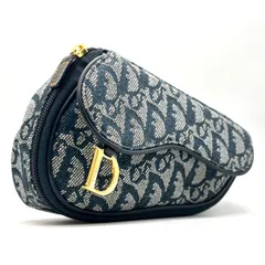 【小さな贅沢を日常に】　Christian Dior　ポーチ サドル トロッター D金具 小物入れ バニティポーチ　ネイビー