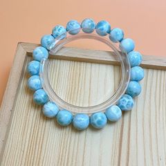 ラリマー ブレスレット 8.5mm 最高グレード 濃青・美模様・一点物 