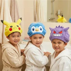 ポケットモンスター ヘアキャップ ポケットモンスター タオルキャップ ヘアキャップ ヘアタオル ピカチュウ イーブイ ポッチャマ ゲンガ― メタモン カビゴン ポケモン 400~840mm キャラクターグッズ プール 子供 水泳