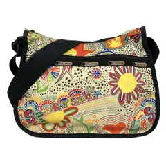 LESPORTSAC(レスポートサック) ショルダーバッグ - ライトイエロー×オレンジ×マルチ スター(星)/フラワー(花)/ハート/斜めがけ