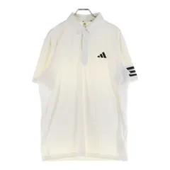 adidas (アディダス) ラバーロゴ 半袖ポロシャツ ホワイト
