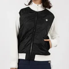 le coq sportif GOLF ルコックゴルフ ハイブリッドニットブルゾン ジップアップ ジャケット バイカラー ブラック×ホワイト レディース  LG4FST31L