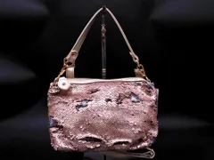 新品 MK ミッシェルクラン スパンコール 2WAY ショルダー バッグ ゴールドｘピンク ■■ レディース