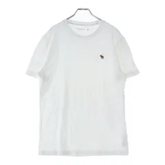 Abercrombie&Fitch (アバクロンビーアンドフィッチ) 刺繍ロゴ クルーネック半袖Tシャツ ホワイト