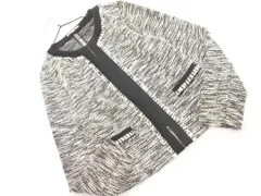 TRANS WORK トランスワーク ニット フリンジ ノーカラー ジャケット size40/黒ｘ白 ■◇ レディースのサムネイル