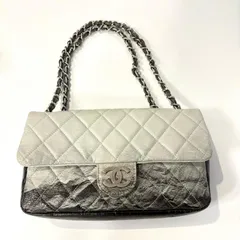 シャネル CHANEL マトラッセ フラップチェーンショルダー グラデーション レザー グレー ブラック SV金具 【鑑定済み】正規品
