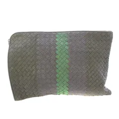 ボッテガヴェネタ BOTTEGA VENETA イントレチャート クラッチバッグ セカンドバッグ レザー 緑 グリーン /BB ■OHのサムネイル