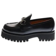 GUCCI (グッチ) ホースビット レザー 厚底 ローファー ブラック レディース 764211