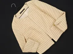 green label relaxing グリーンレーベルリラクシング ユナイテッドアローズ ボーダー ノーカラー ジャケット size38/生成xゴールド ■◇ レディース